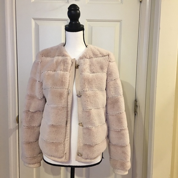 Eliza j blush pink faux shearling fur teddy jacket
